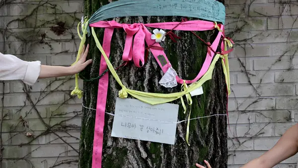 “은행나무 독살 주범 환기미술관 규탄한다” [현장 화보]